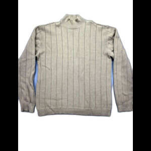 GUESS Womens BeigeRib-knit Trim Semi-sheer Long‎ Sleeve Turtle Neck Sweater XL